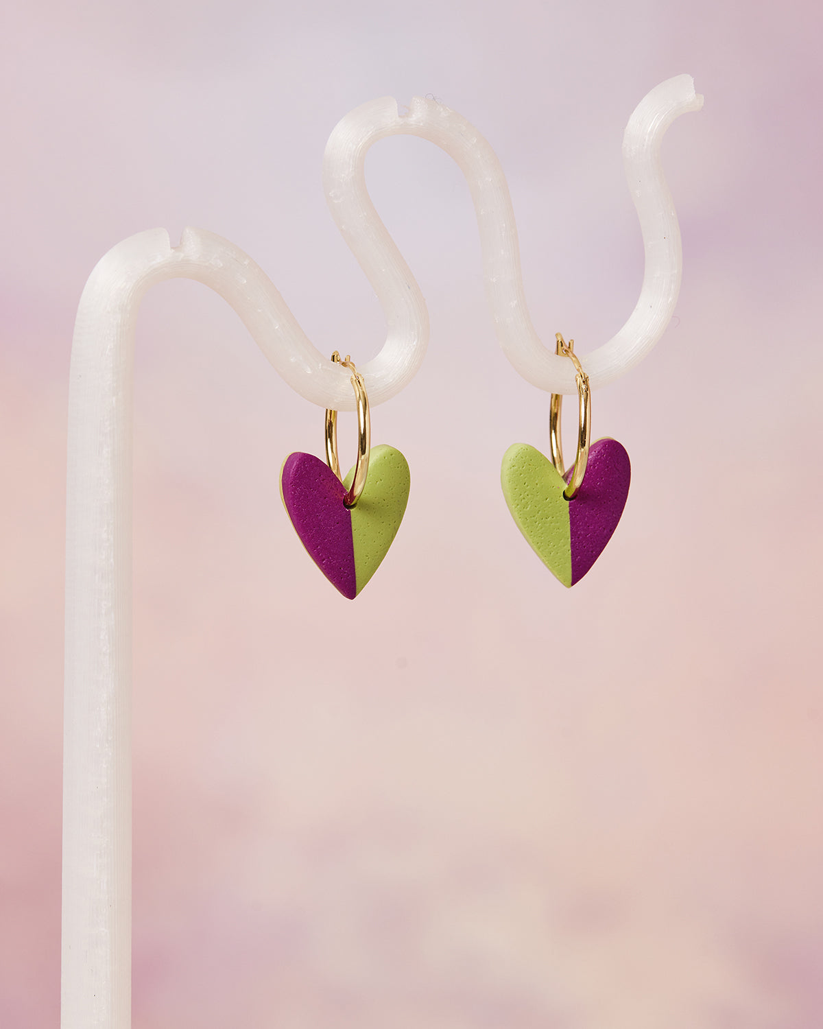 Berry & Pistachio Heart Hoop Earrings