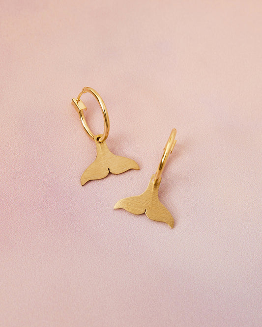gold dolphin tail earrings