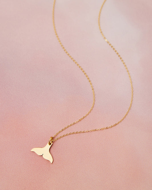 Sterling Silver Gold Plated Necklace with Raw Brass Dolphin Tail Charm