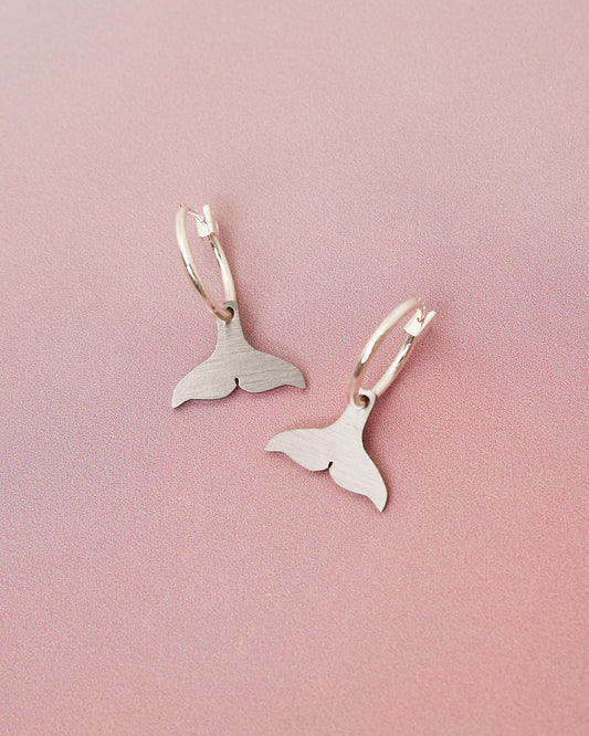 silver dolphin tail earrings