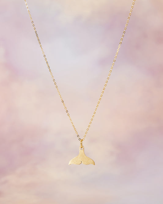 Sterling Silver Gold Plated Necklace with Raw Brass Dolphin Tail Charm