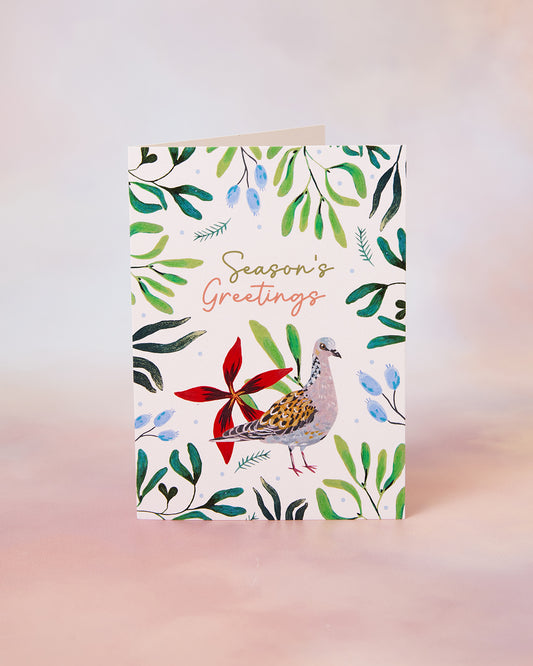 Dove and Poinsettia Flower Christmas Card