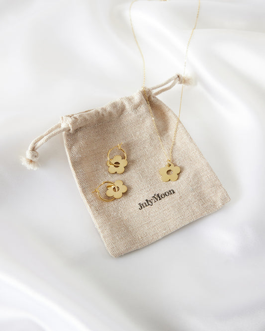 Brass Flower Earrings & Necklace Gift Set - JulyMoon Jewellery