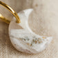 Matching Marble Crescent Moon Earrings & Necklace Gift Set - Gold