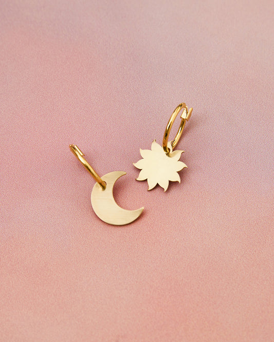 gold sun and moon earrings