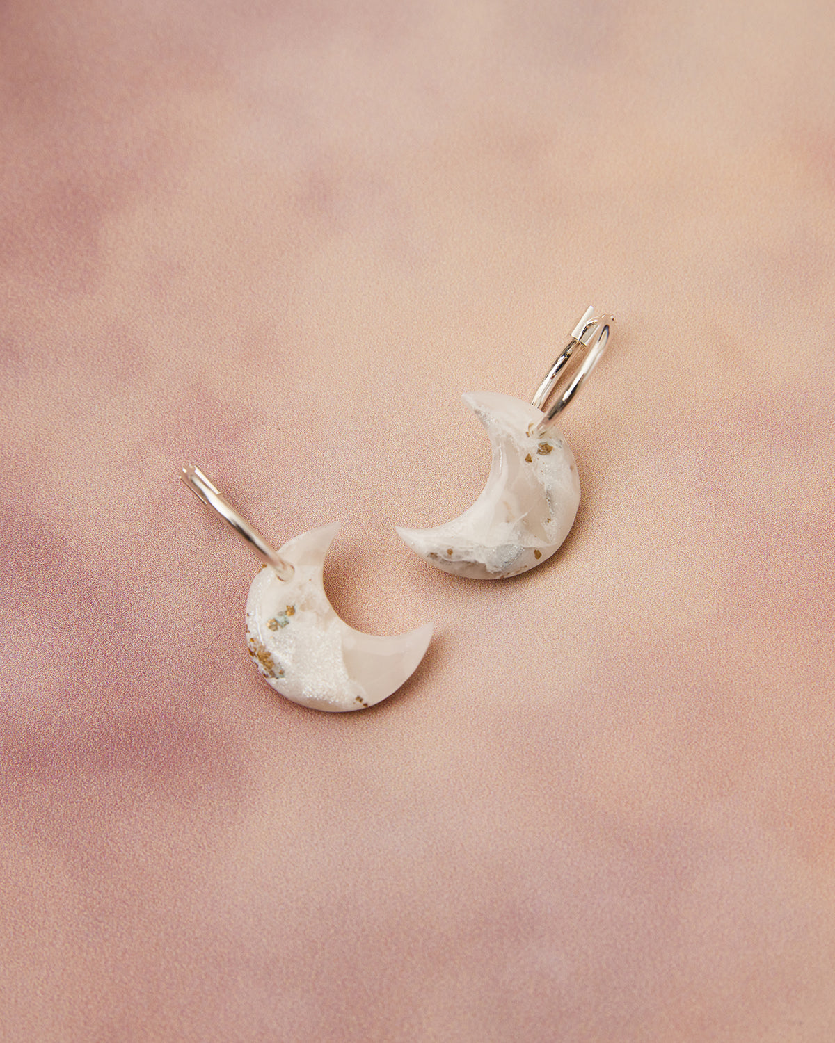 unique silver moon hoop earrings