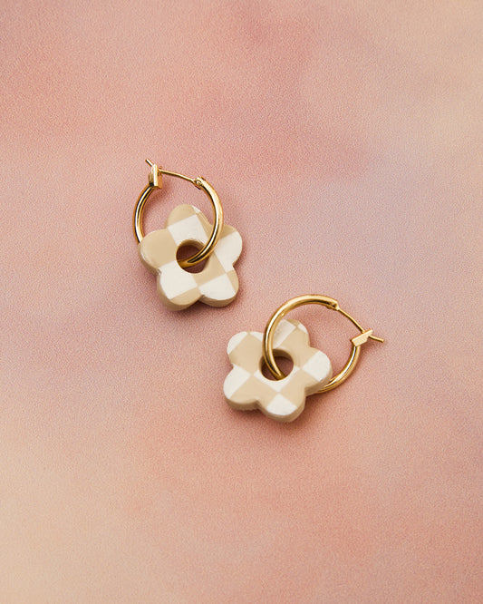 handmade flower hoop earrings