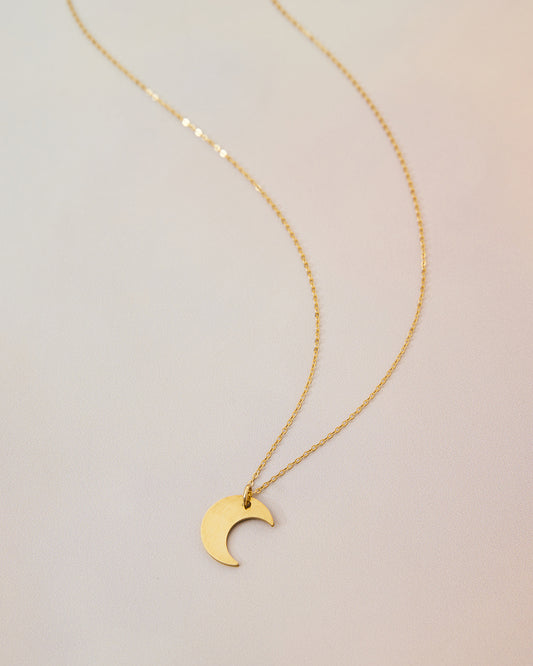 Sterling Silver Gold Plated Necklace with Raw Brass Moon Charm