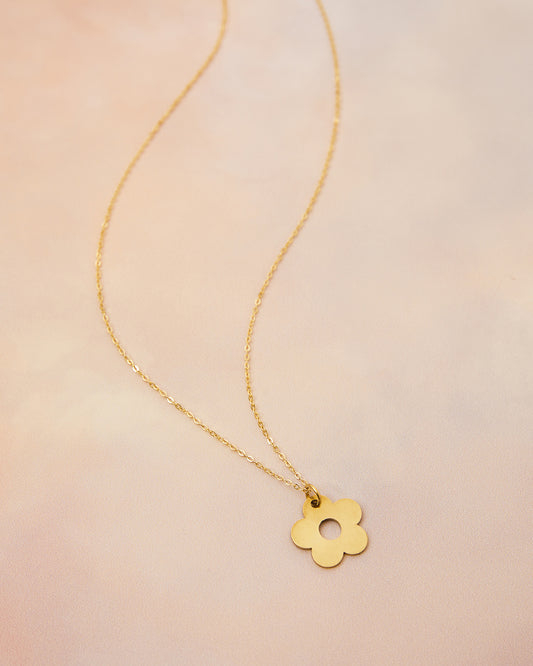 Sterling Silver Gold Plated Necklace with Raw Brass Flower Charm