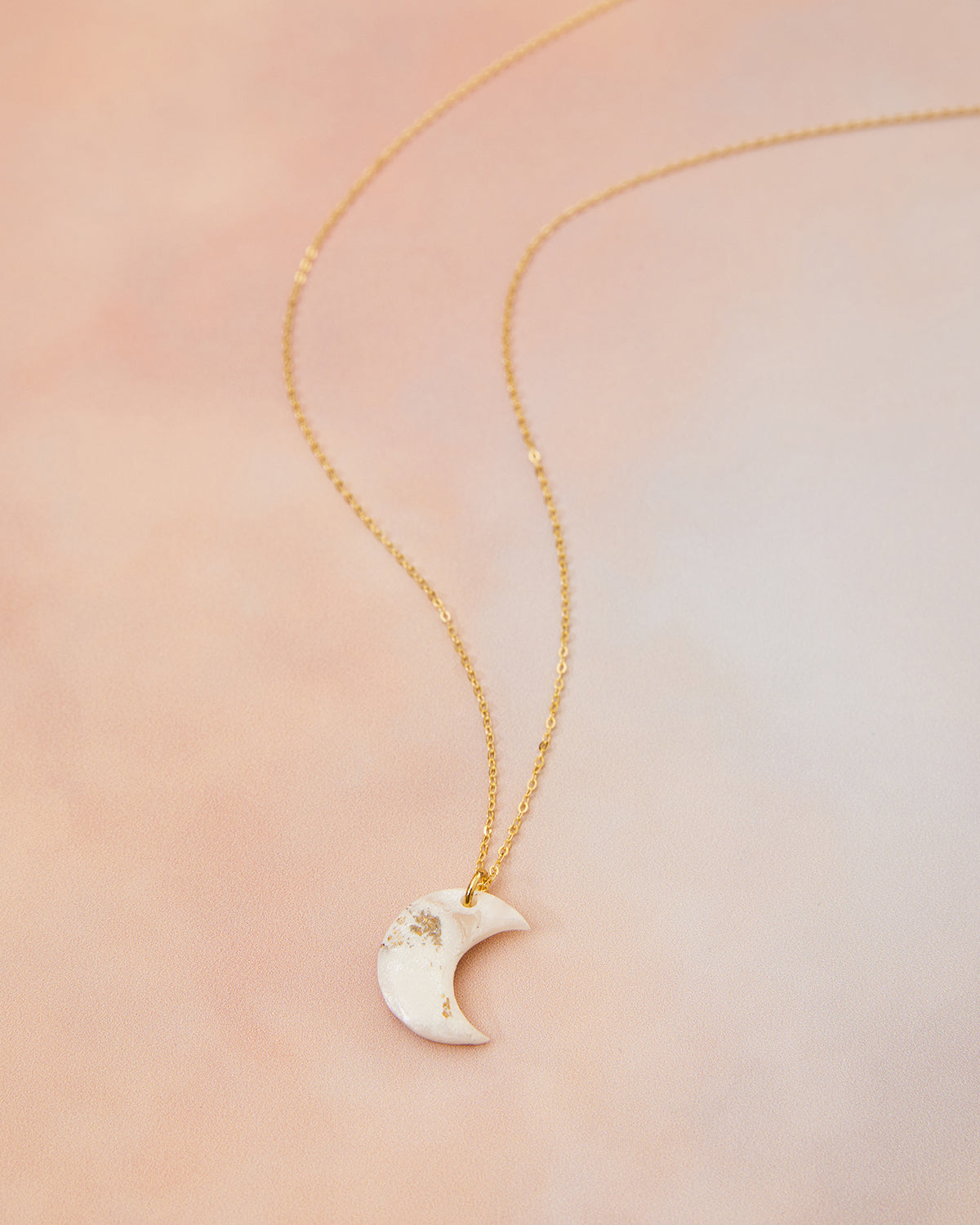 handmade gold moon necklace