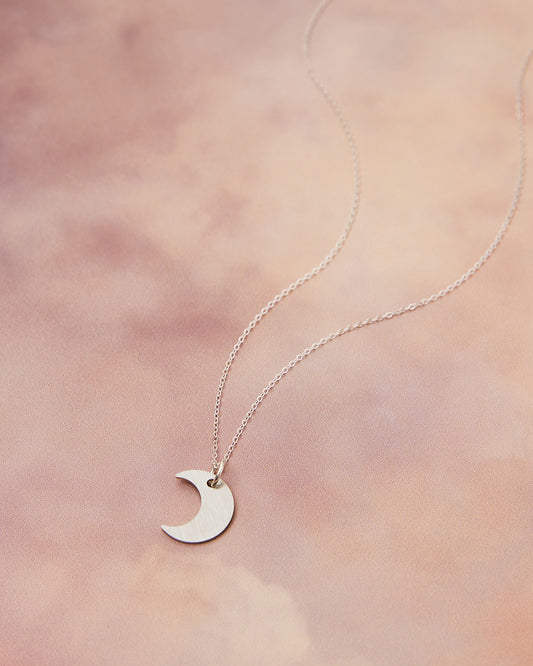 Sterling Silver Necklace with Stainless Steel Moon Charm